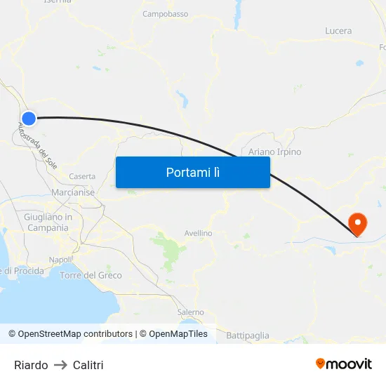 Riardo to Calitri map