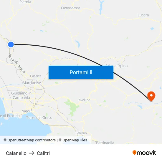 Caianello to Calitri map