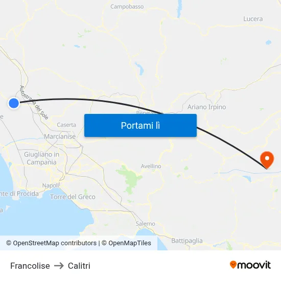 Francolise to Calitri map