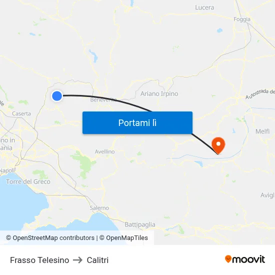 Frasso Telesino to Calitri map