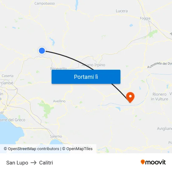 San Lupo to Calitri map