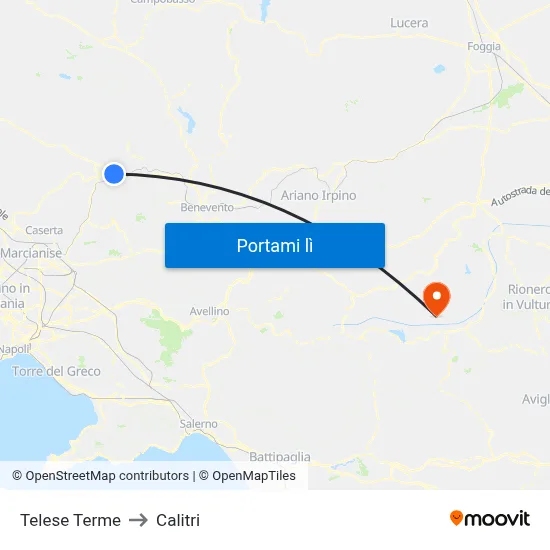 Telese Terme to Calitri map