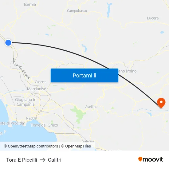 Tora E Piccilli to Calitri map