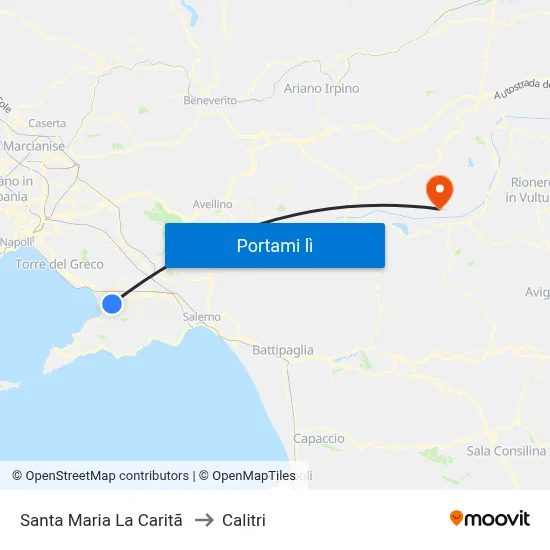 Santa Maria La Caritã to Calitri map