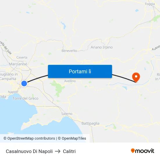 Casalnuovo Di Napoli to Calitri map