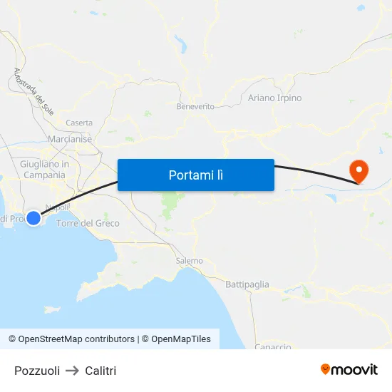 Pozzuoli to Calitri map