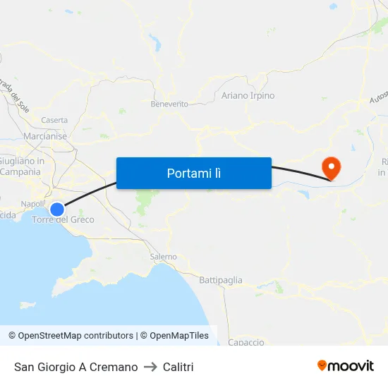 San Giorgio A Cremano to Calitri map