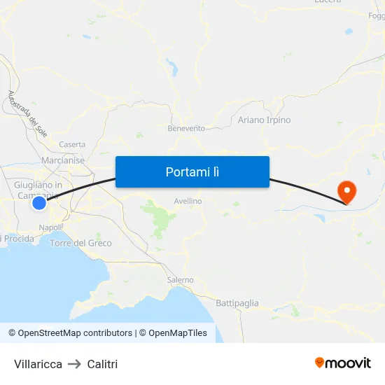 Villaricca to Calitri map