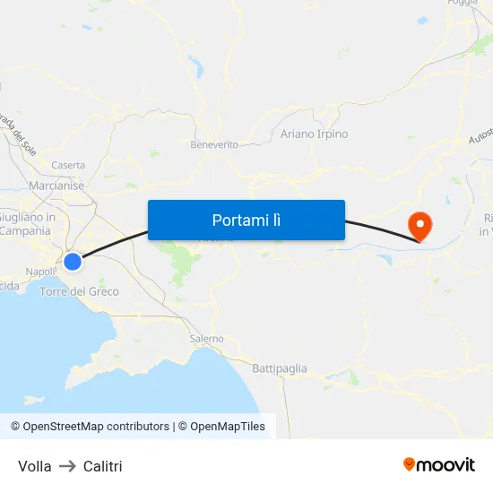 Volla to Calitri map