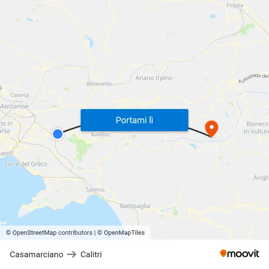 Casamarciano to Calitri map