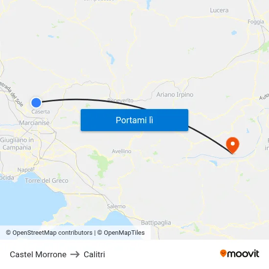 Castel Morrone to Calitri map
