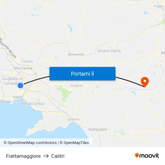 Frattamaggiore to Calitri map