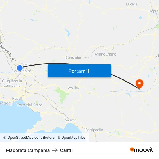Macerata Campania to Calitri map