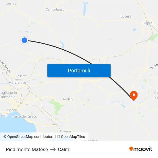 Piedimonte Matese to Calitri map