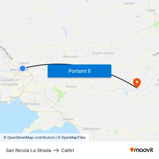 San Nicola La Strada to Calitri map