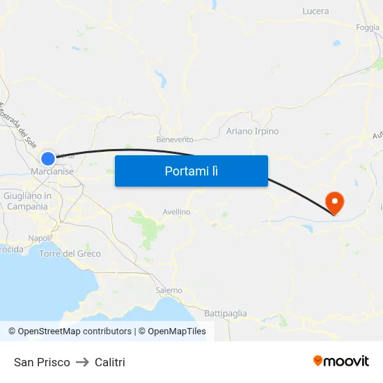 San Prisco to Calitri map