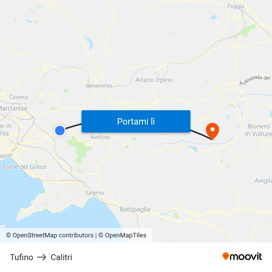 Tufino to Calitri map