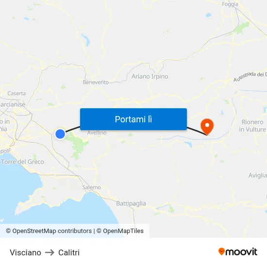 Visciano to Calitri map