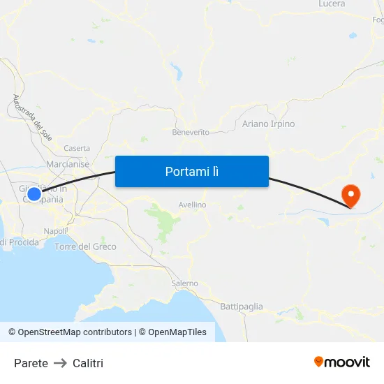 Parete to Calitri map