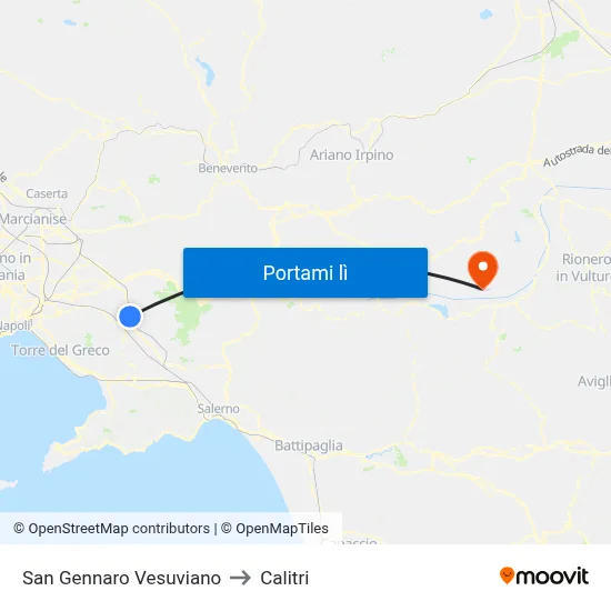 San Gennaro Vesuviano to Calitri map