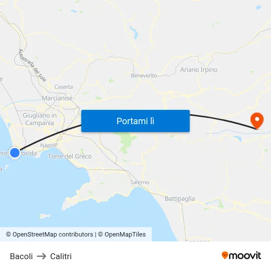 Bacoli to Calitri map