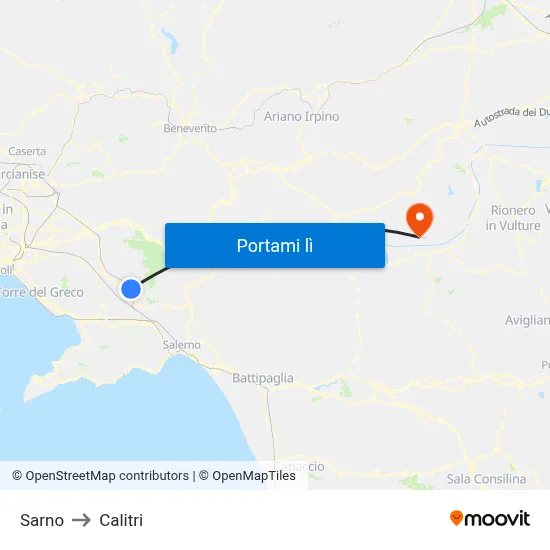Sarno to Calitri map