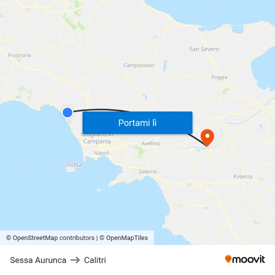 Sessa Aurunca to Calitri map