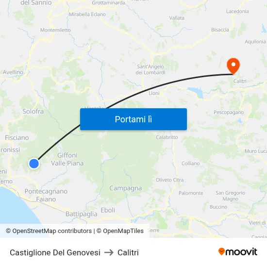 Castiglione Del Genovesi to Calitri map