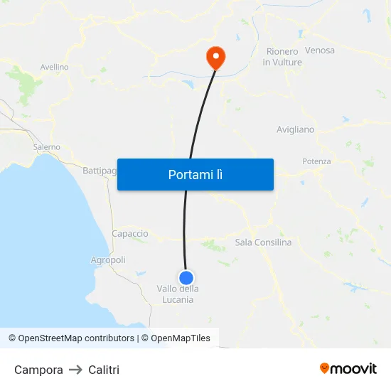 Campora to Calitri map
