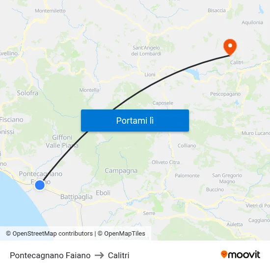 Pontecagnano Faiano to Calitri map