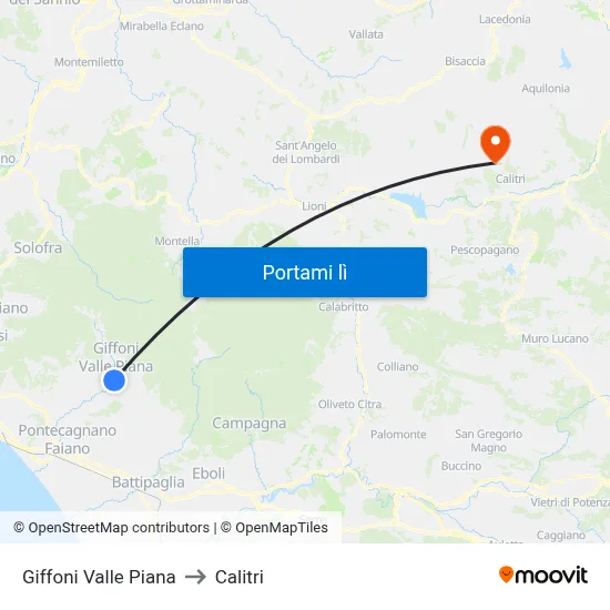 Giffoni Valle Piana to Calitri map
