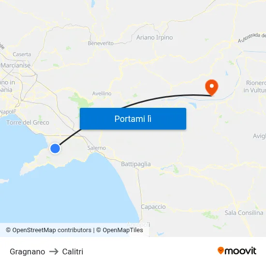 Gragnano to Calitri map