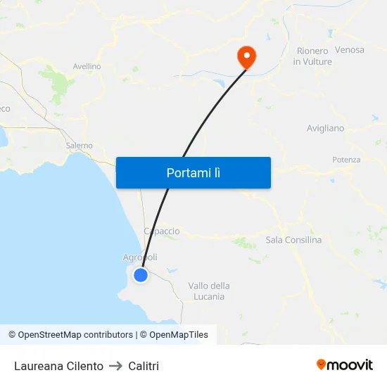 Laureana Cilento to Calitri map