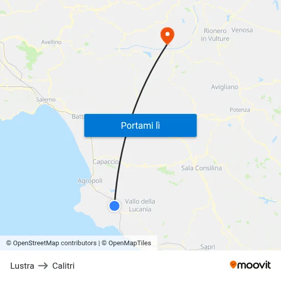 Lustra to Calitri map