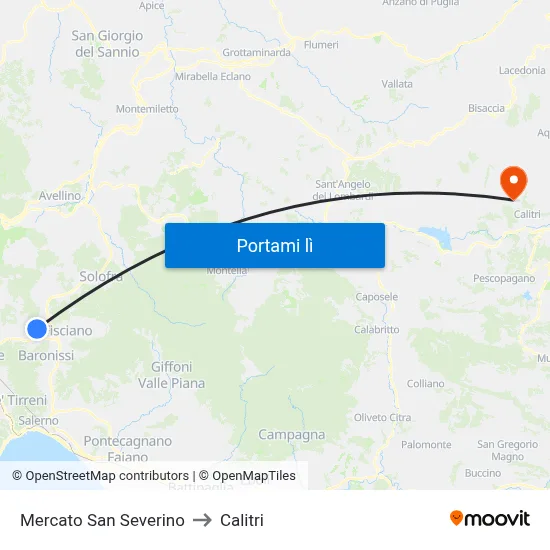 Mercato San Severino to Calitri map