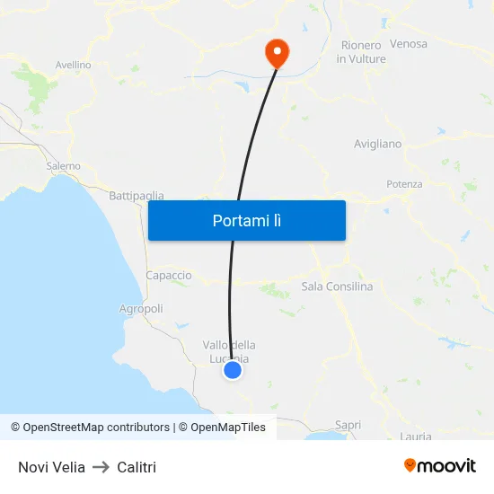 Novi Velia to Calitri map