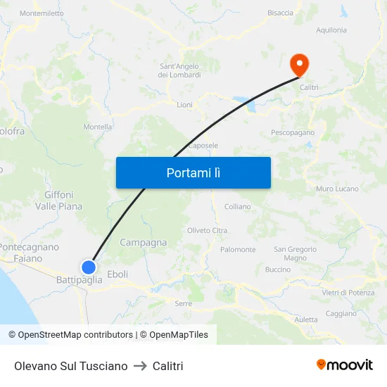 Olevano Sul Tusciano to Calitri map