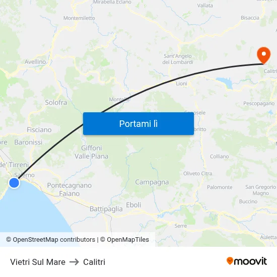 Vietri Sul Mare to Calitri map