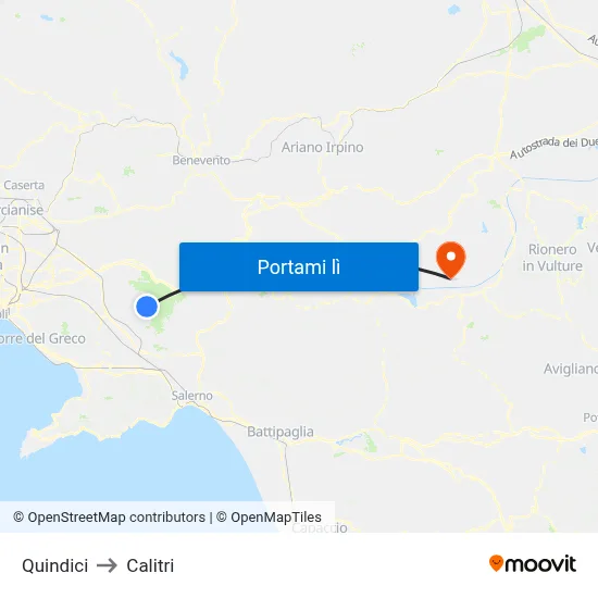 Quindici to Calitri map