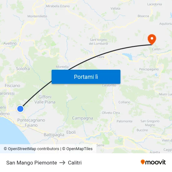 San Mango Piemonte to Calitri map