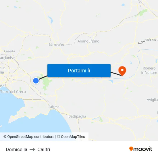 Domicella to Calitri map