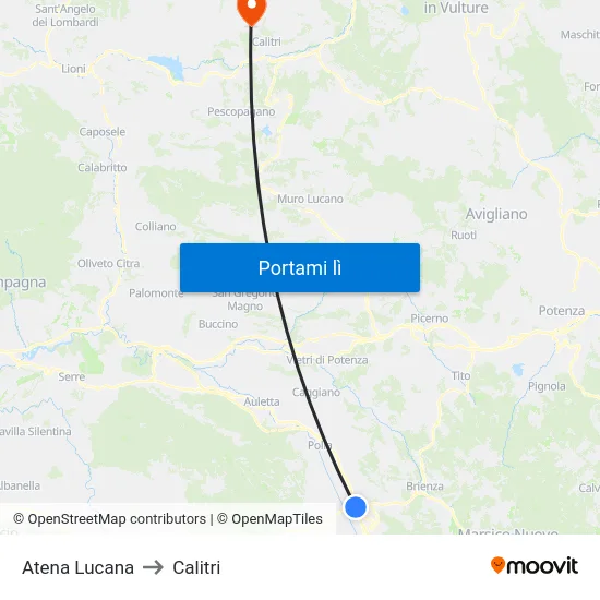 Atena Lucana to Calitri map