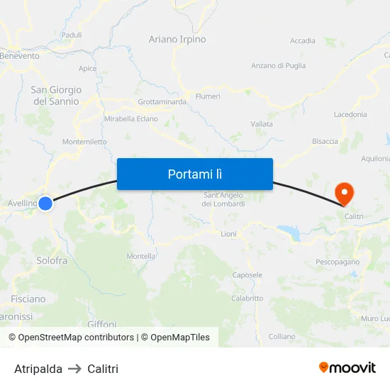 Atripalda to Calitri map