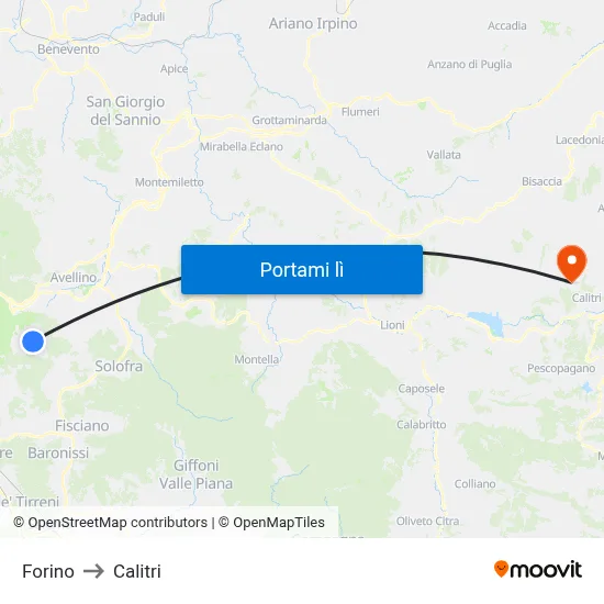 Forino to Calitri map