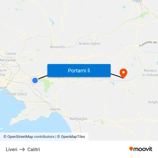 Liveri to Calitri map
