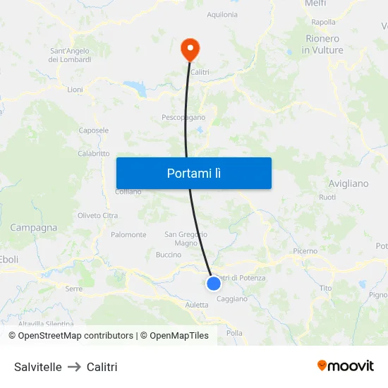 Salvitelle to Calitri map