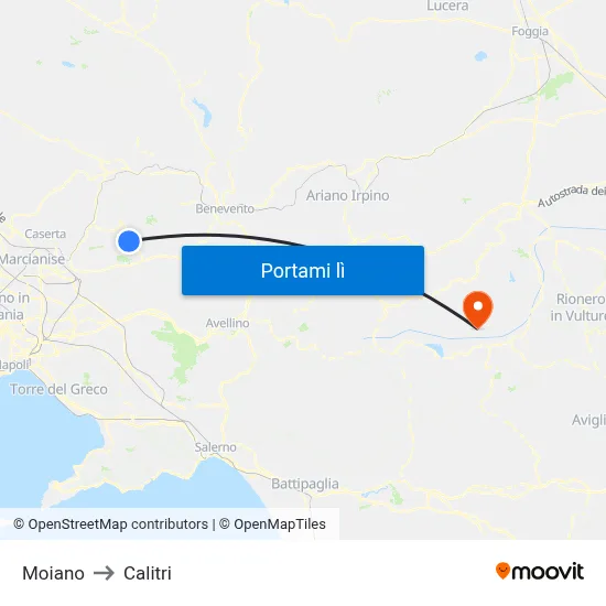 Moiano to Calitri map