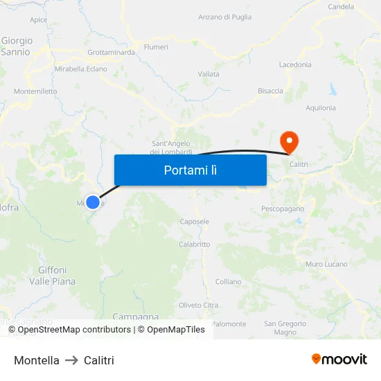 Montella to Calitri map