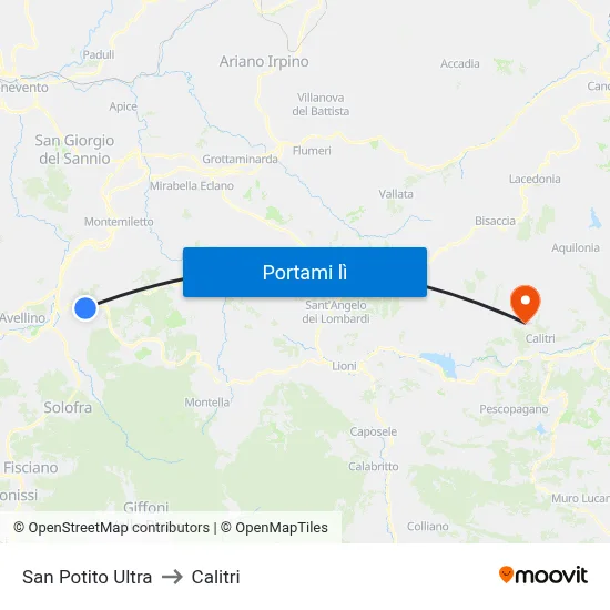 San Potito Ultra to Calitri map