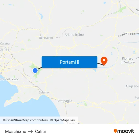 Moschiano to Calitri map